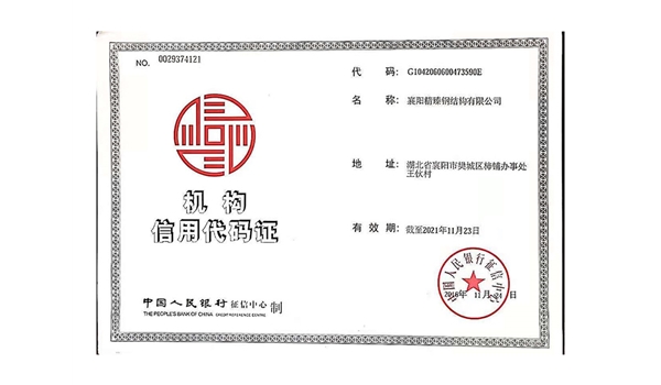 機構(gòu)信用代碼證